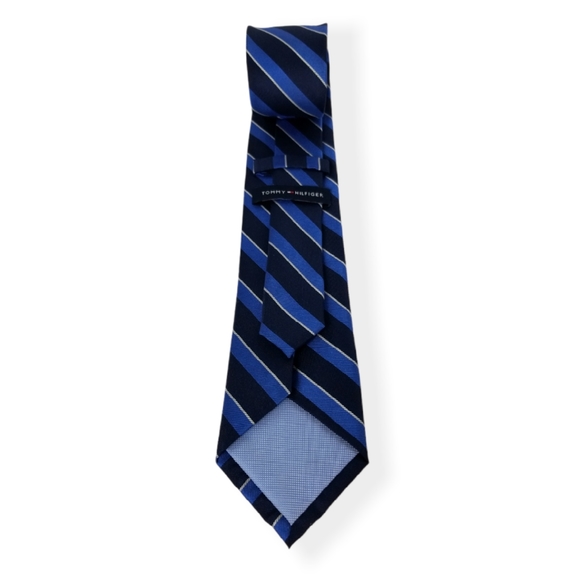 Tommy Hilfiger Blue Striped Silk Tie - Picture 15 of 16